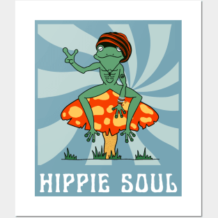 Hippie Retro Frog Posters and Art